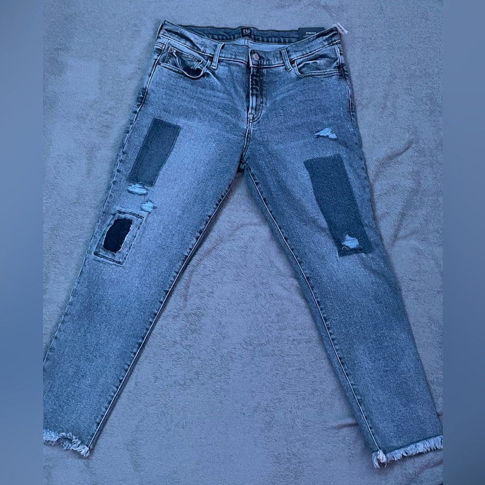 Gap denim, blue, with stitching, and darker blue